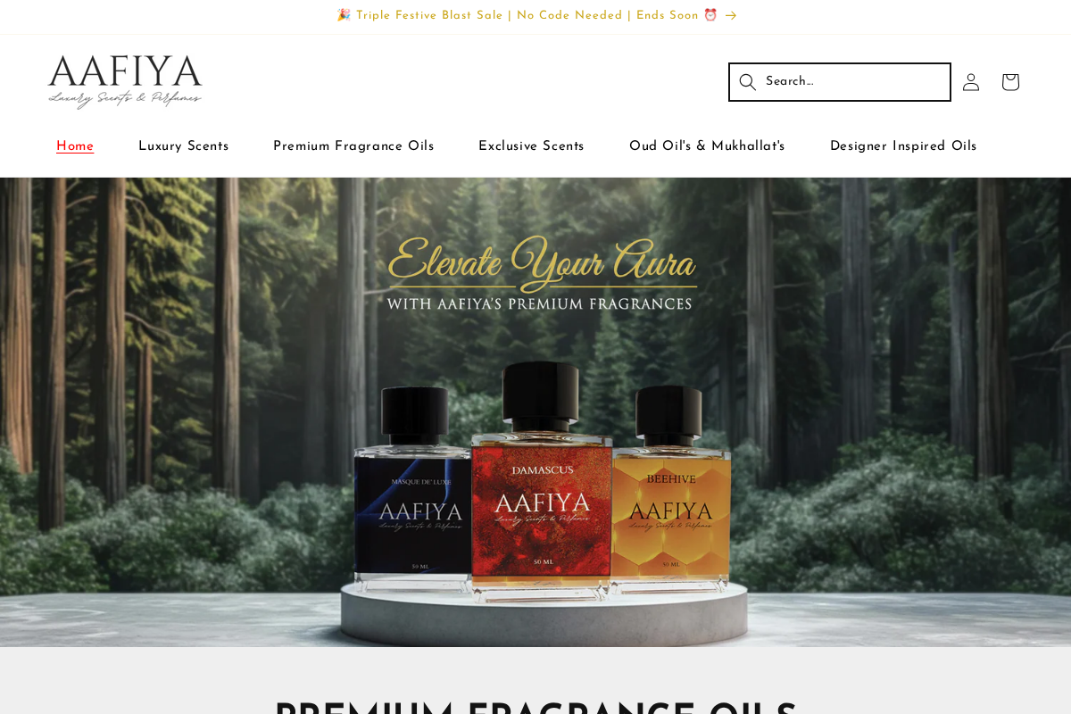 Aafiya Luxury Scents & Perfumes homepage screenshot