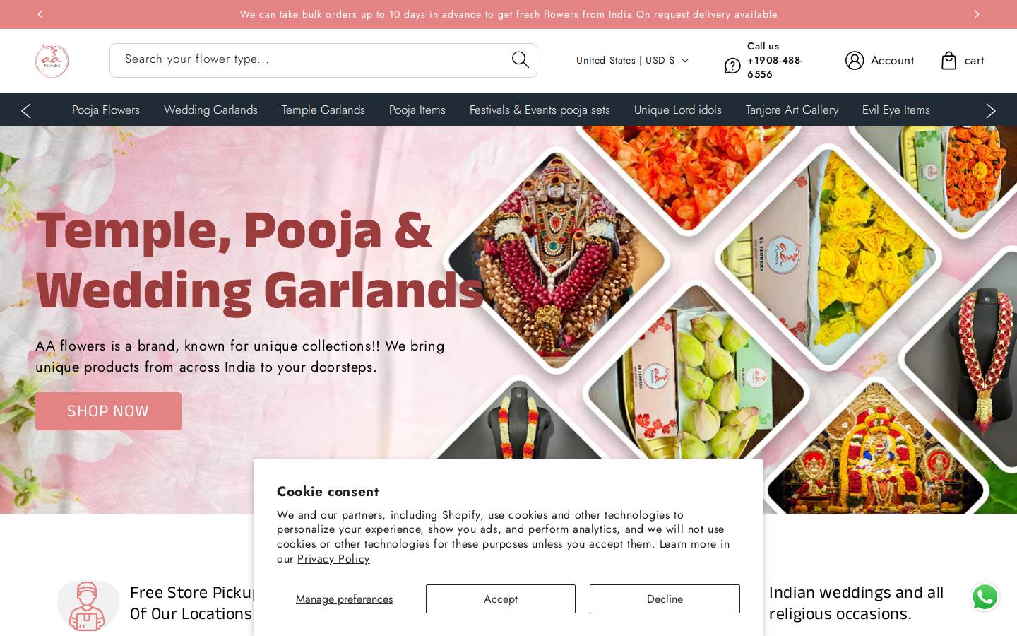 aaflowers.us homepage screenshot