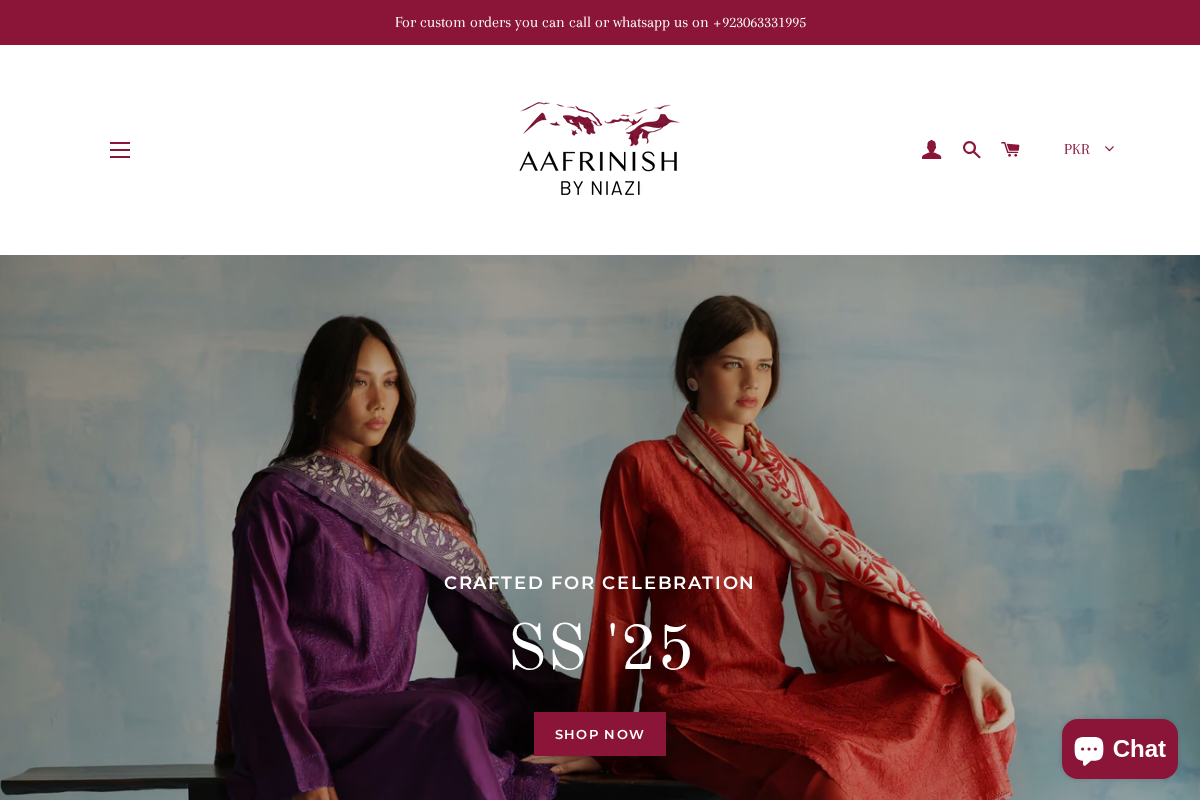Aafrinish by Niazi homepage screenshot