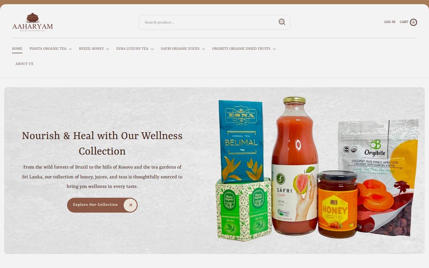 aaharyam.com homepage screenshot