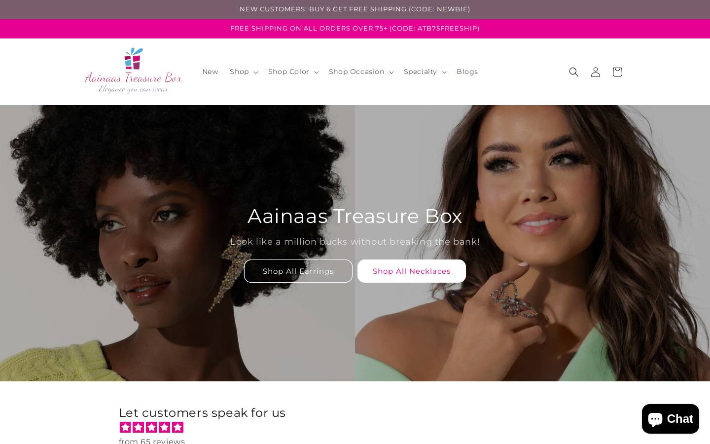 aainaastreasurebox.com homepage screenshot