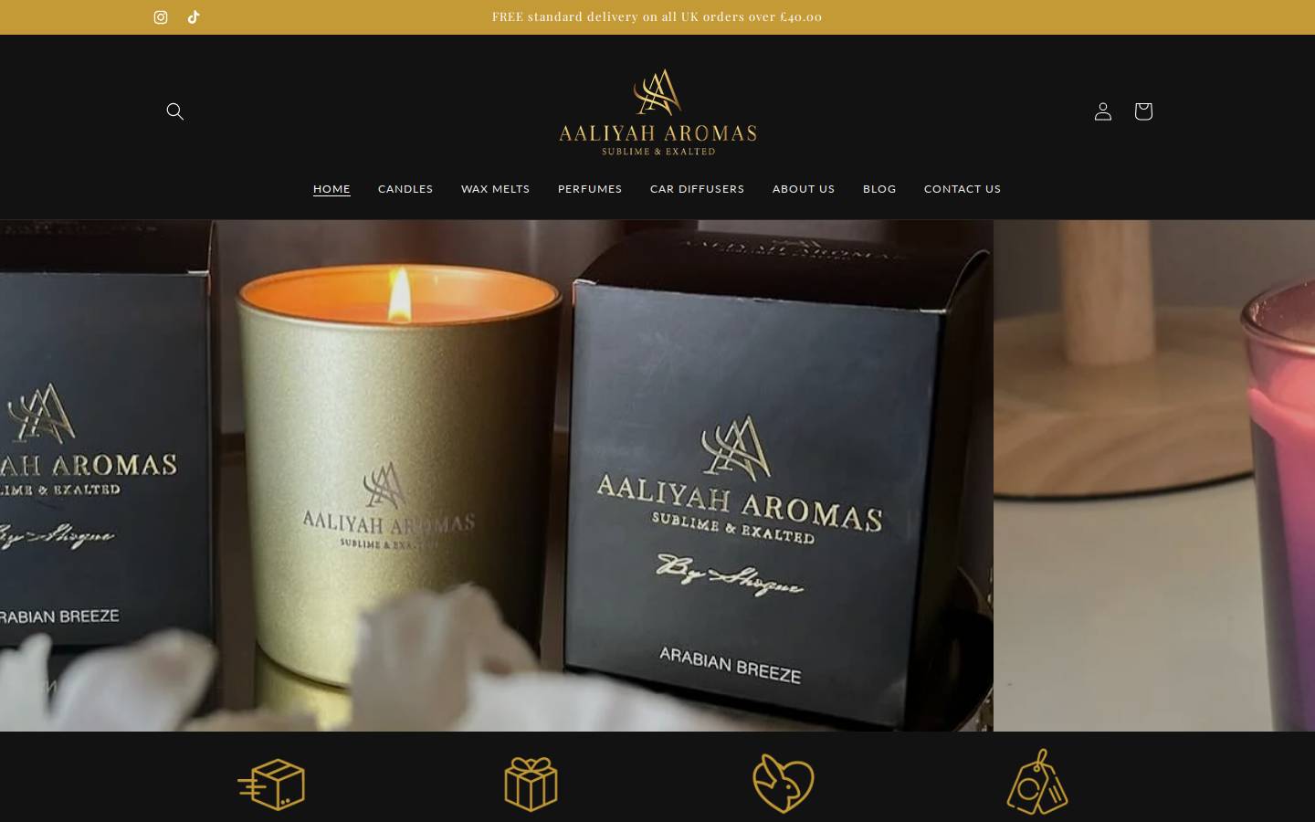 aaliyaharomas.com homepage screenshot