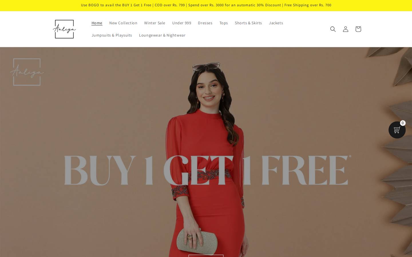 aaliyaindia.com homepage screenshot