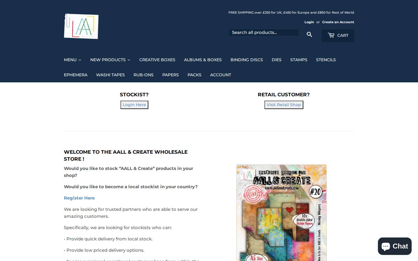 aallandcreatewholesale.com homepage screenshot