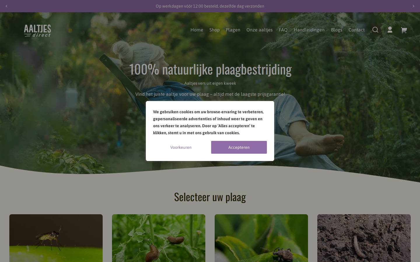 Aaltjesdirect.nl homepage screenshot