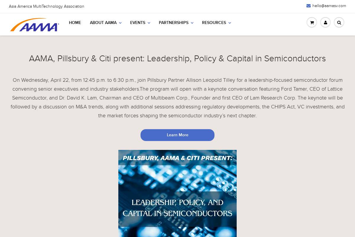 AAMA Silicon Valley homepage screenshot