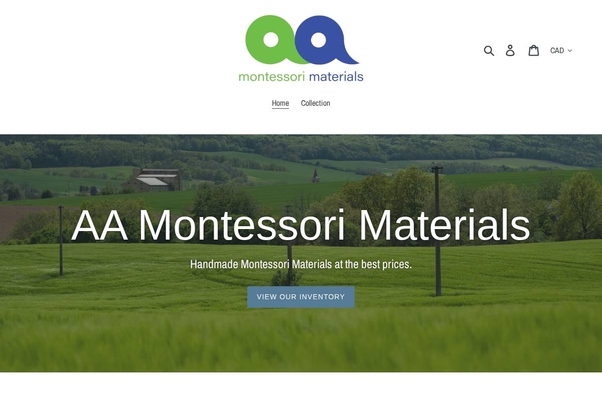 aamontessorimaterials.ca homepage screenshot