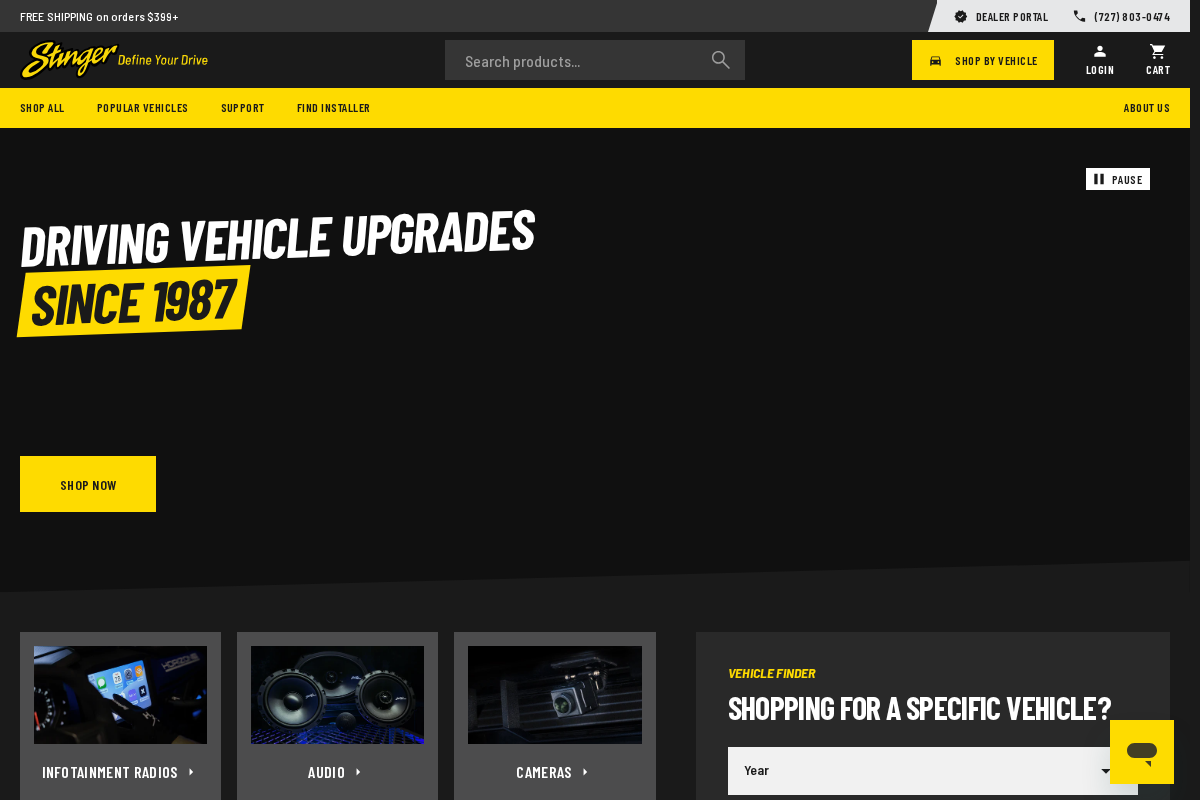 Stinger homepage screenshot