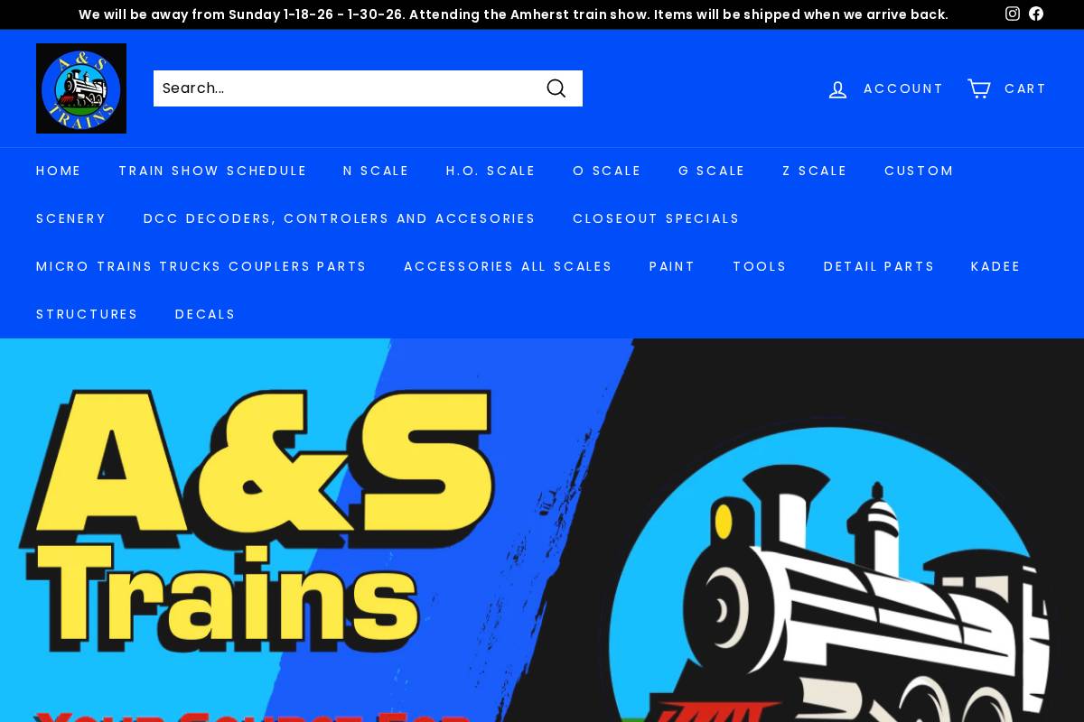 aandstrains.com homepage screenshot