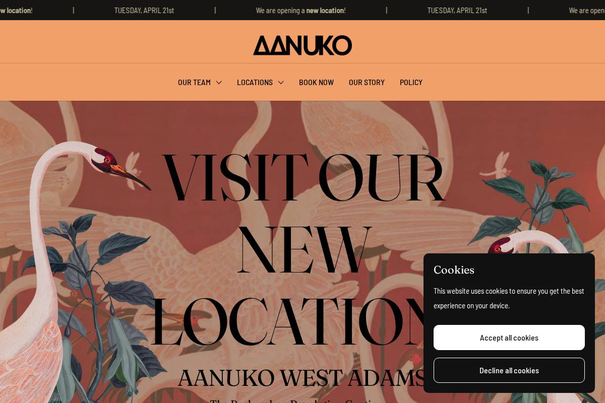 aanuko.com homepage screenshot