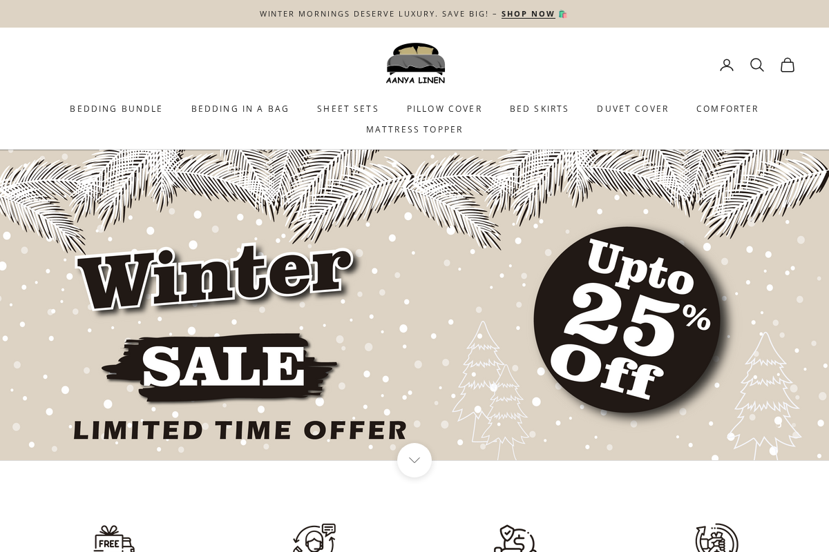 Aanya Linen homepage screenshot