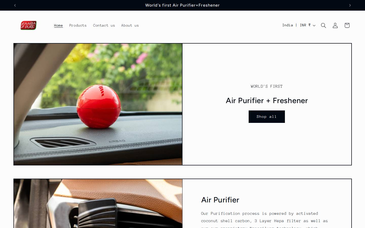 aariapure.in homepage screenshot