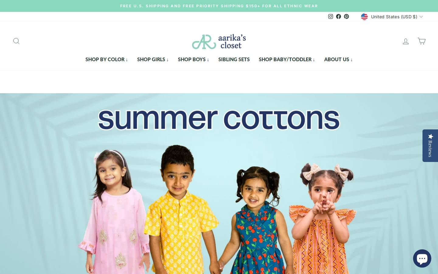aarikascloset.com homepage screenshot