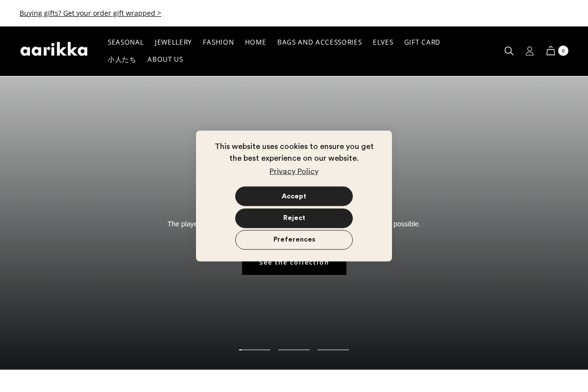 Aarikka.com homepage screenshot