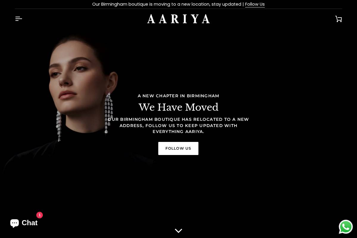 Aariya Diamonds homepage screenshot