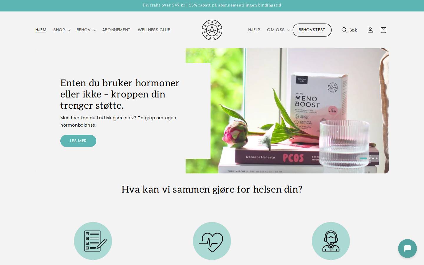 aarjahealth.no homepage screenshot