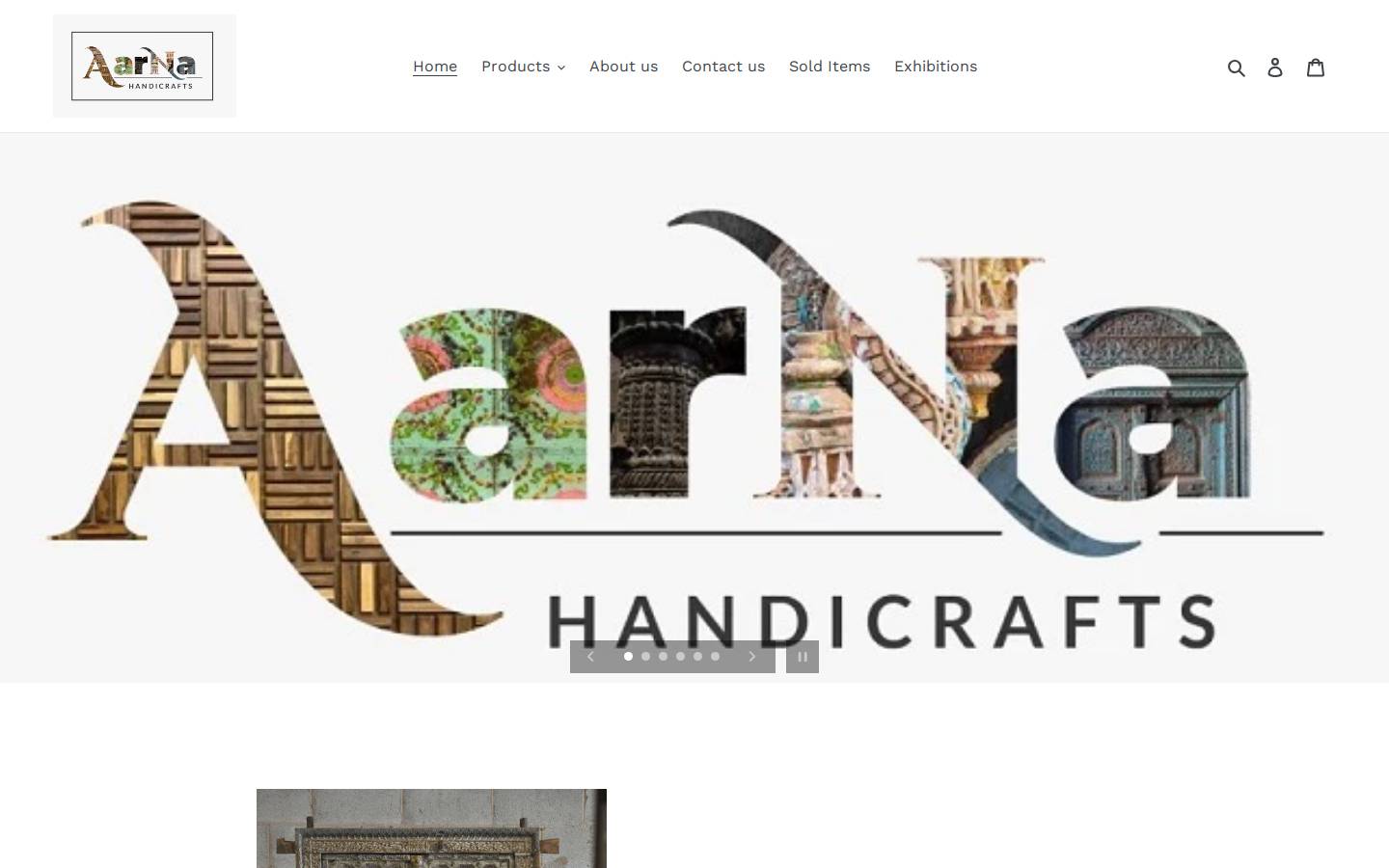aarnahandicrafts.com homepage screenshot