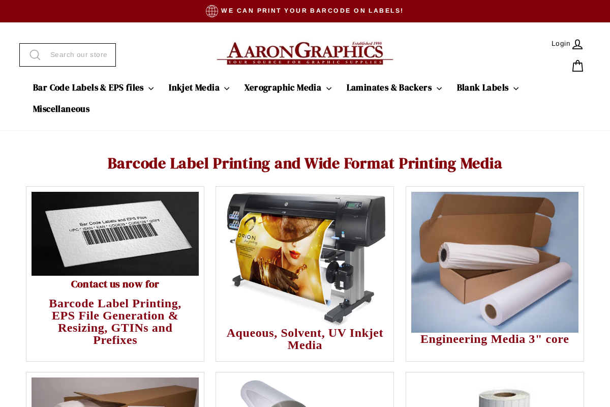 Aarongraphics homepage screenshot