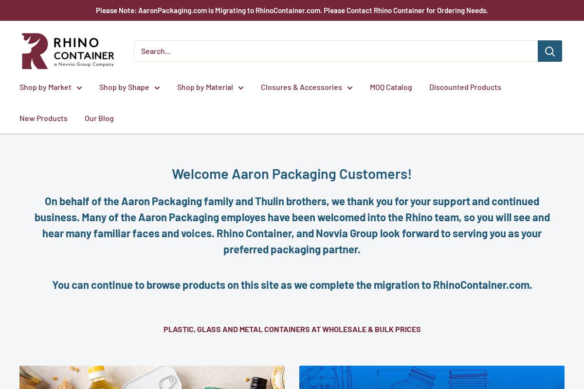 Aaron Packaging homepage screenshot