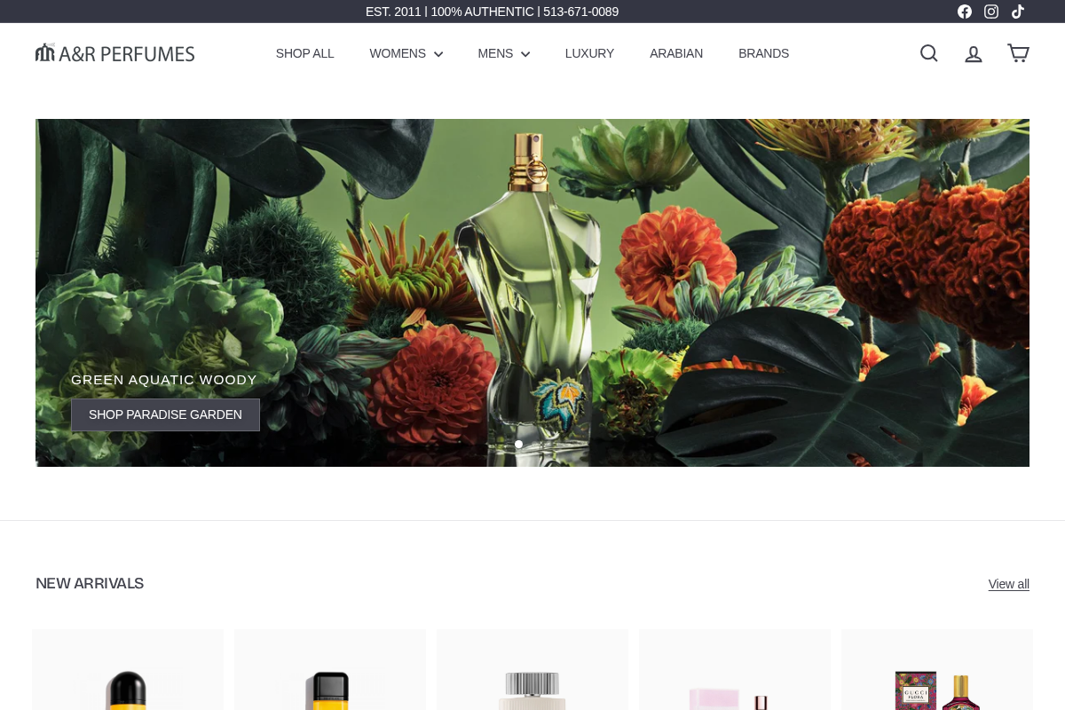 A & R Perfumes  homepage screenshot