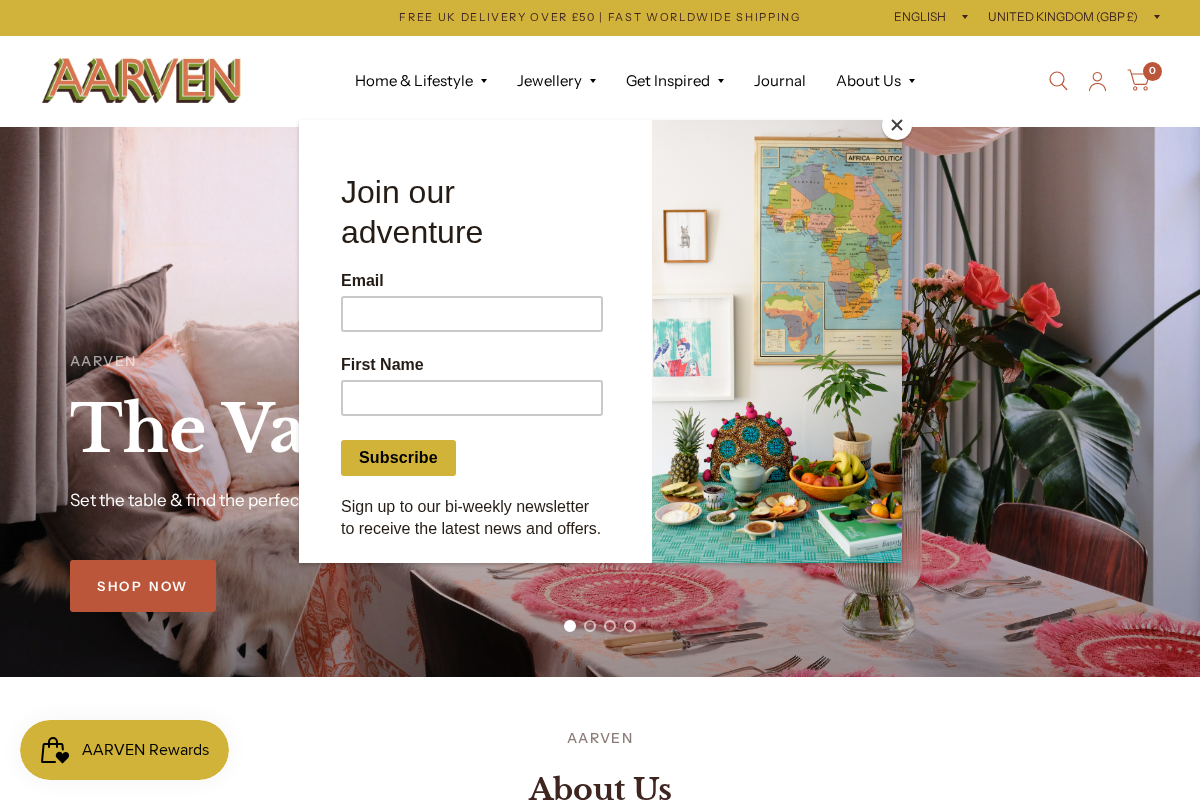 AARVEN homepage screenshot