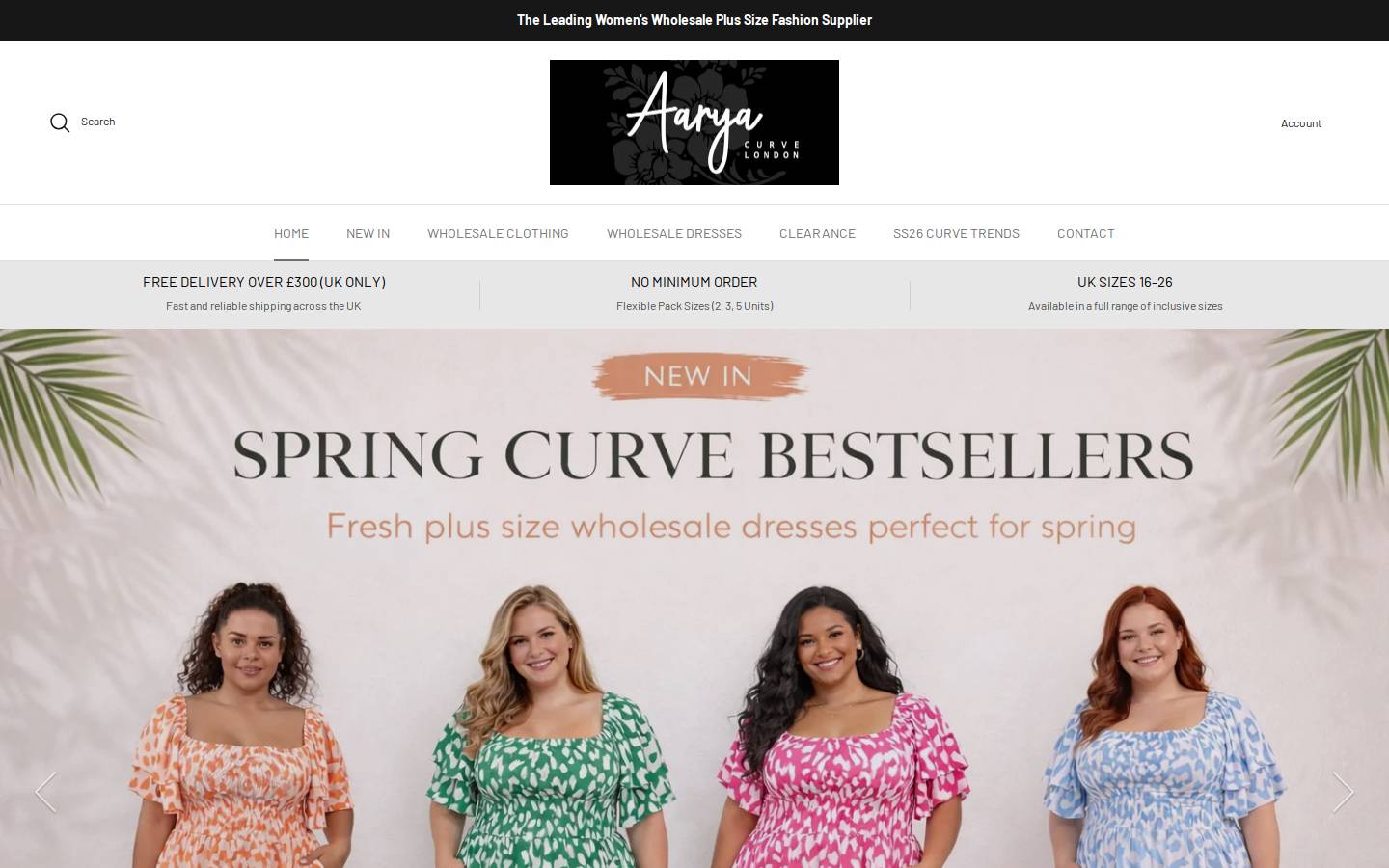 aaryacurve.com homepage screenshot