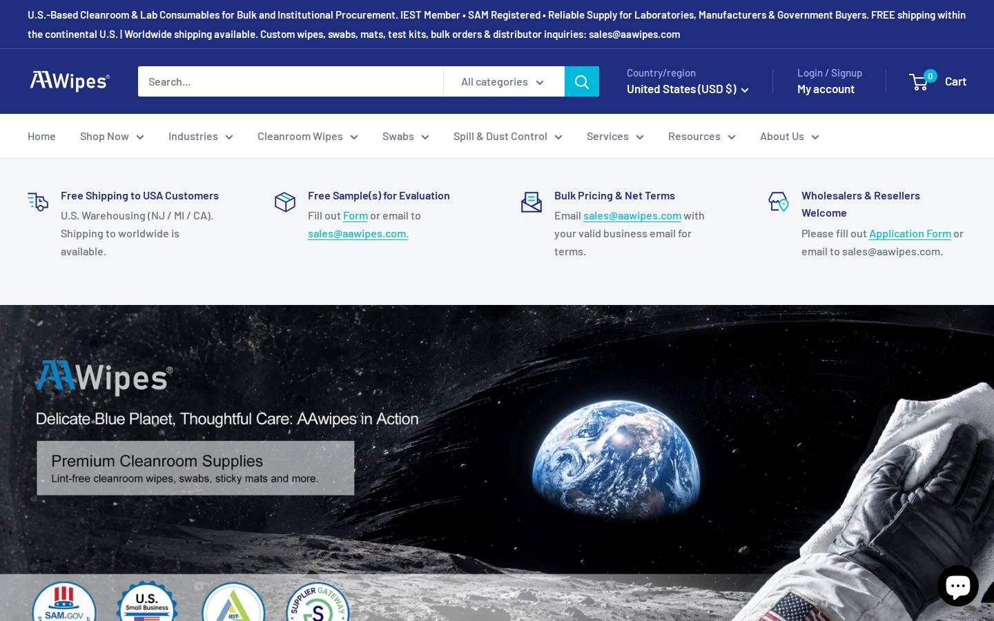 aawipes.com homepage screenshot