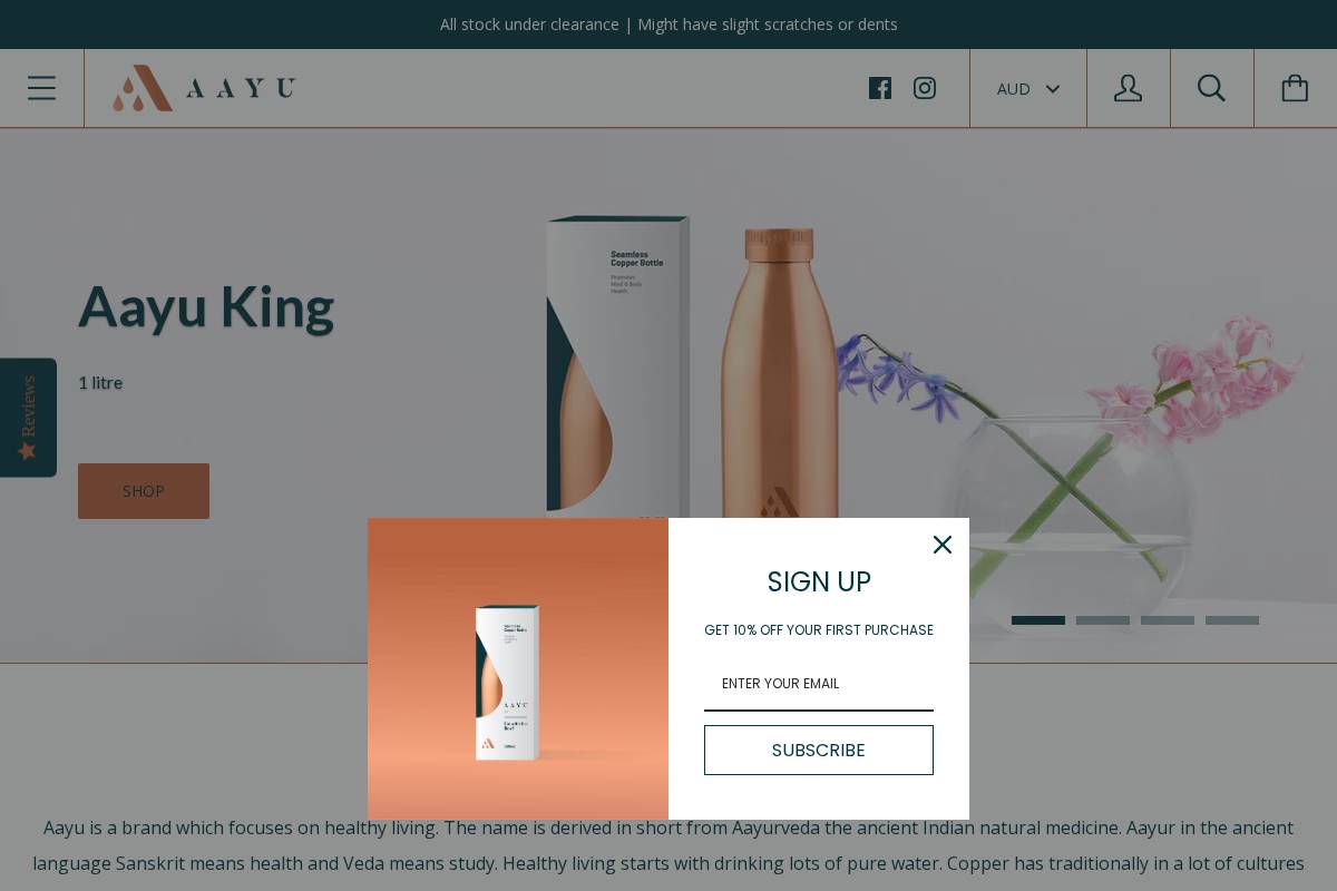 aayu.com.au homepage screenshot