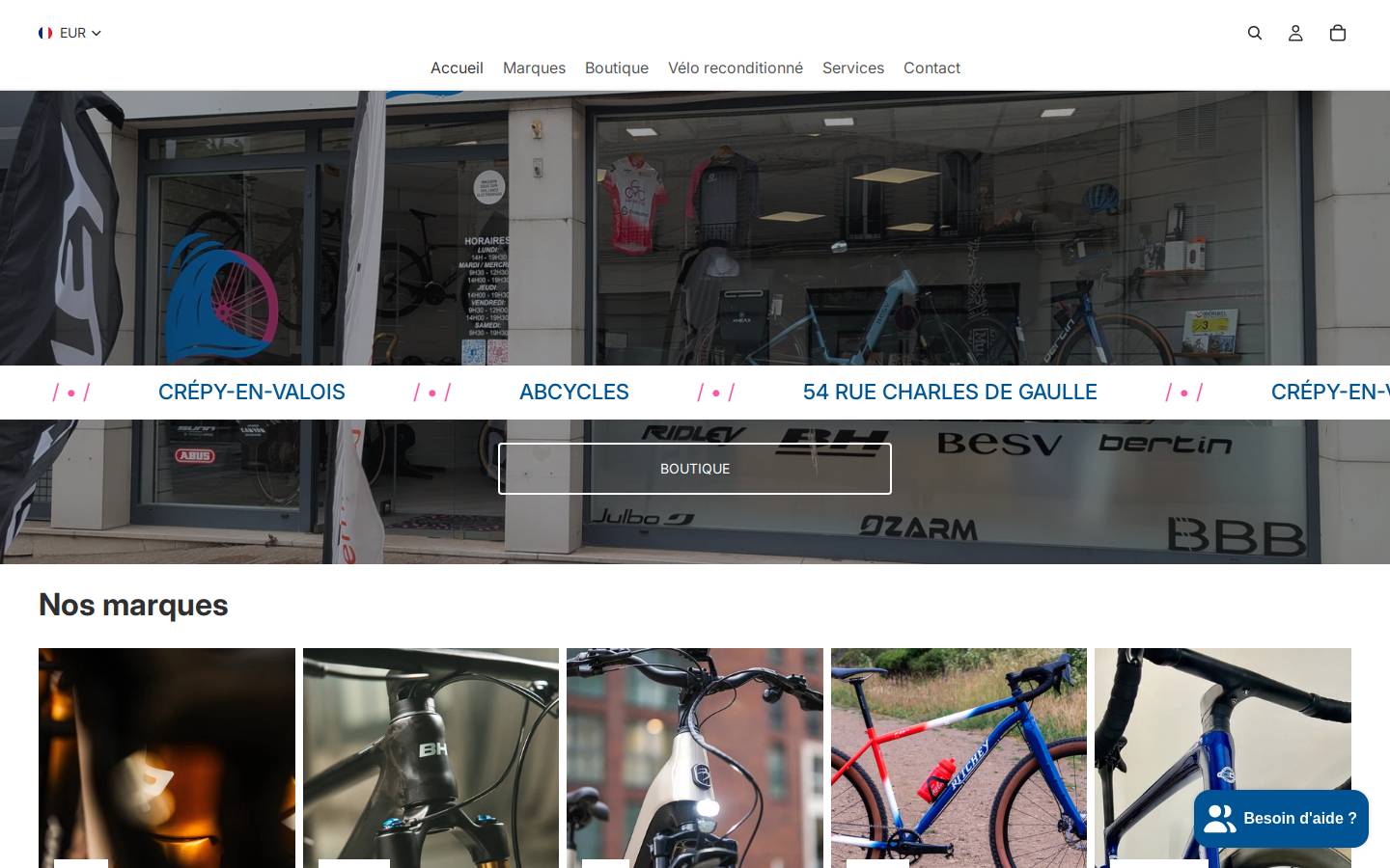 ABCycles homepage screenshot