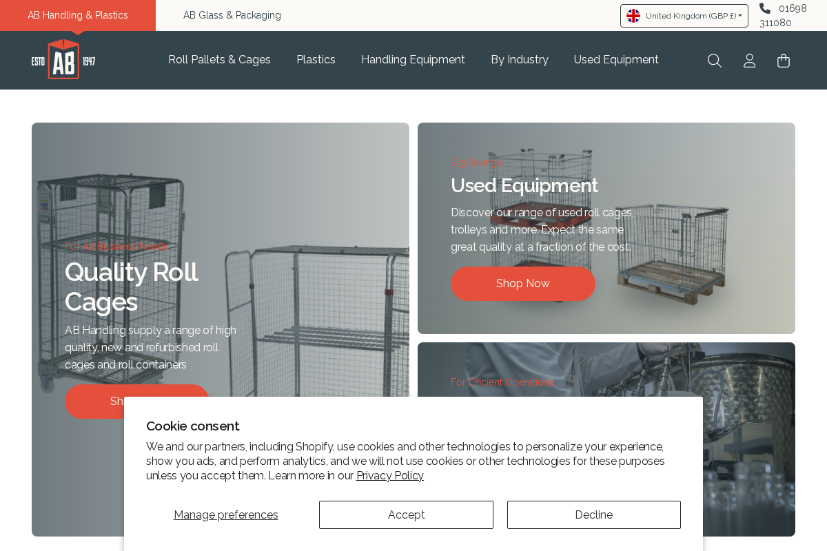 AB Handling homepage screenshot