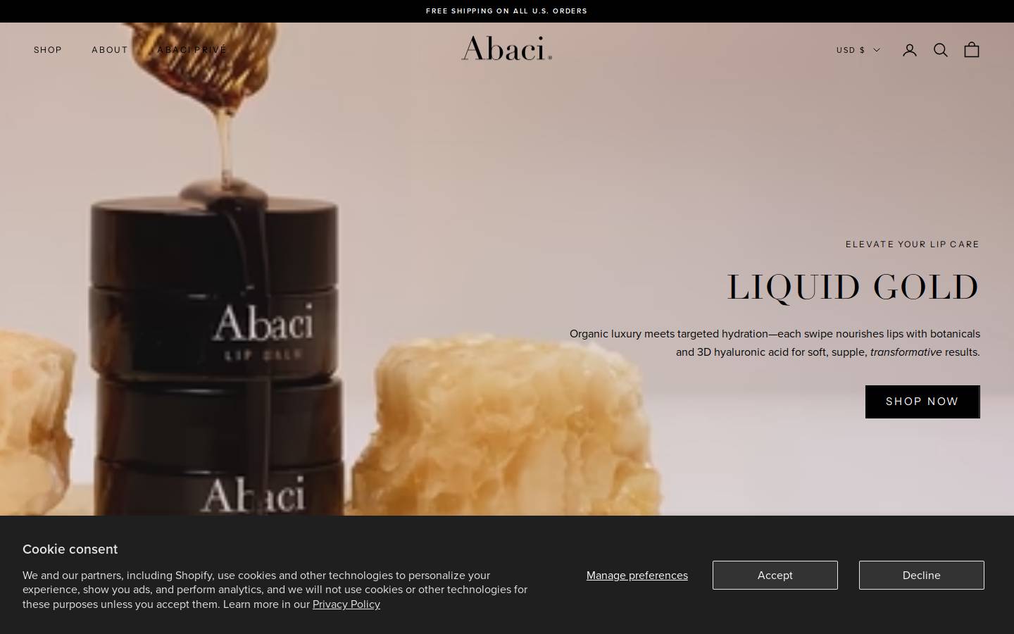 abaciorganic.com homepage screenshot