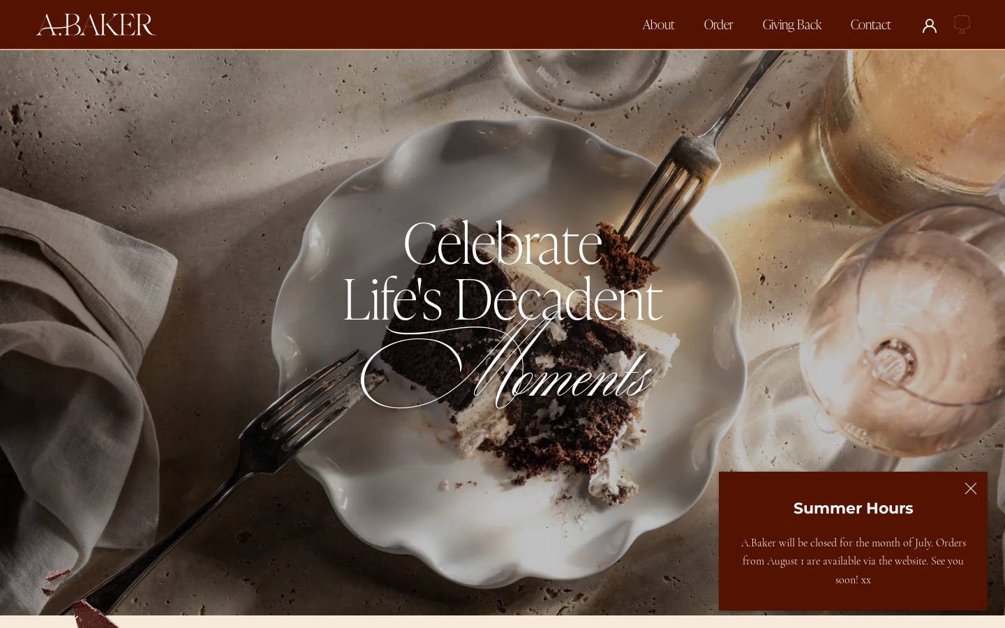 abakercakes.com homepage screenshot