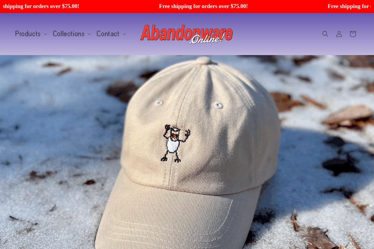 Abandonware homepage screenshot