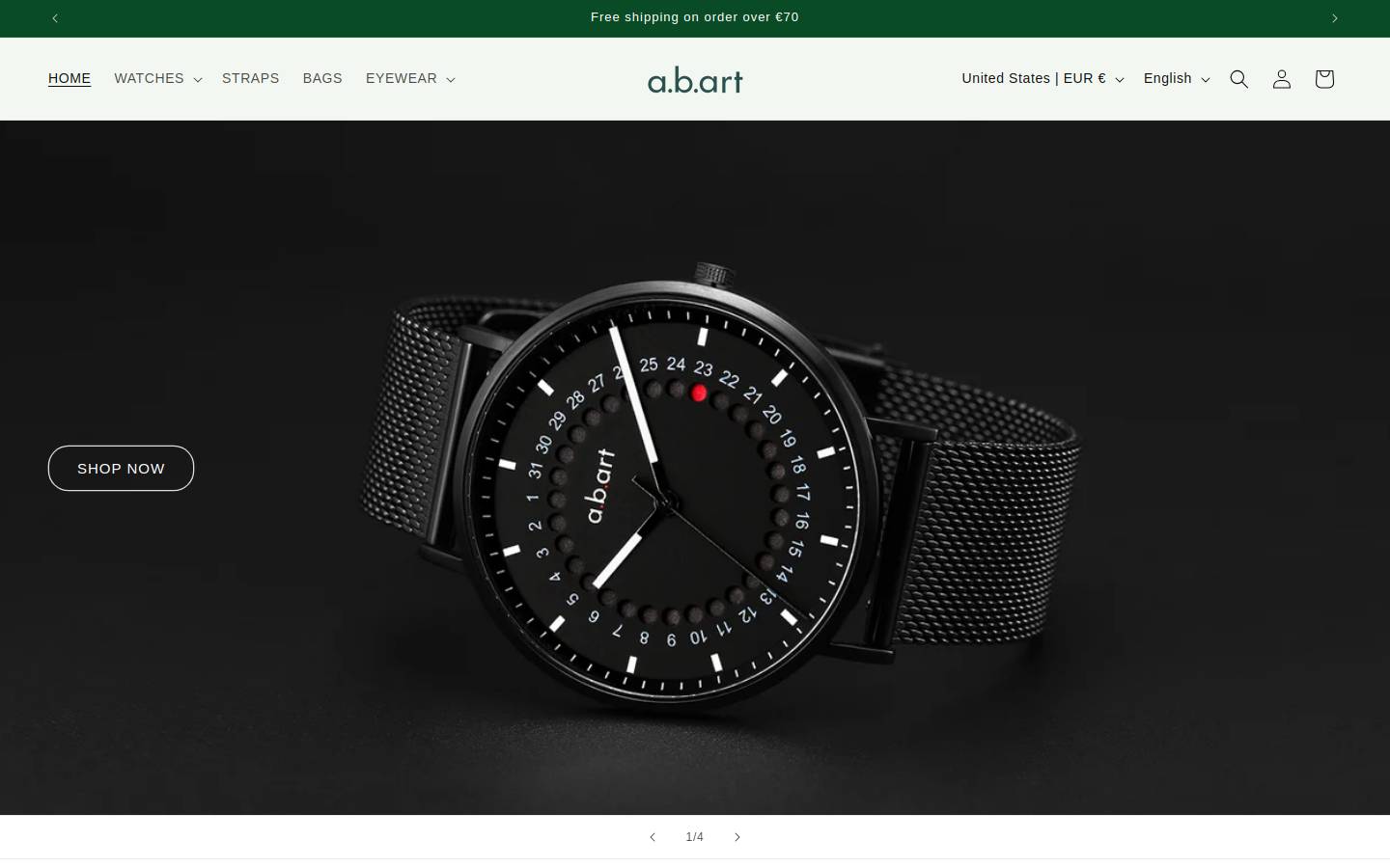 Abart homepage screenshot