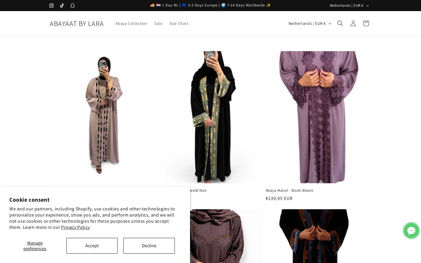 abayaatbylara.com homepage screenshot