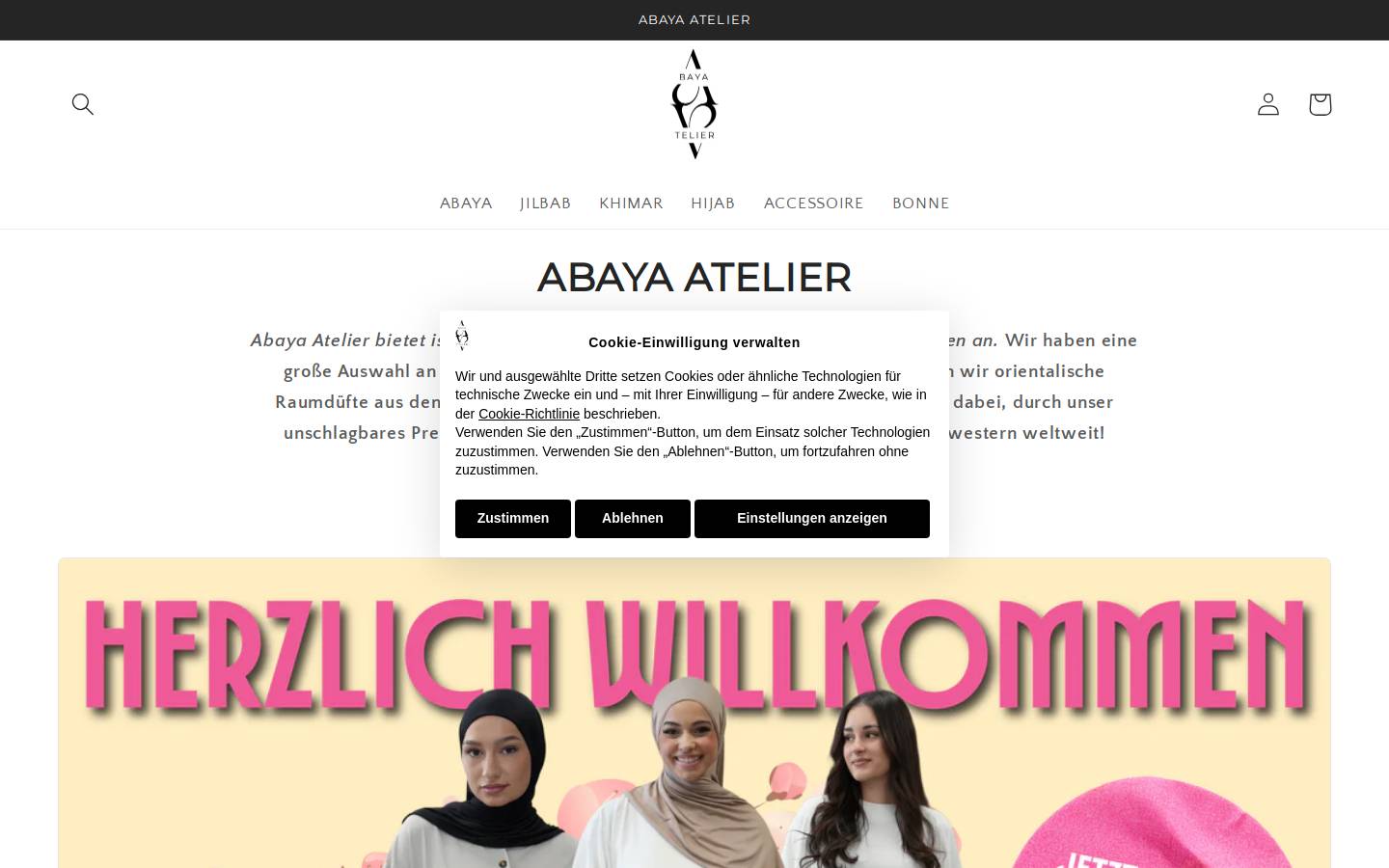 abayaatelier.com homepage screenshot