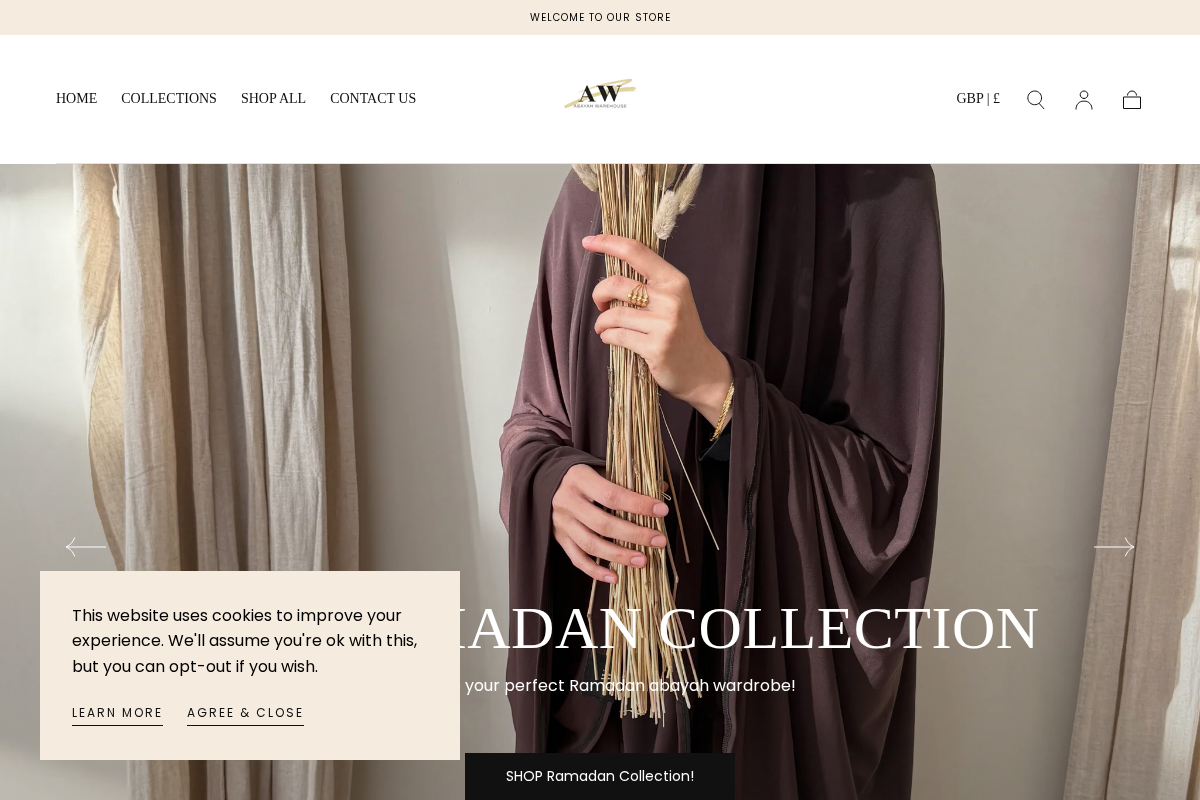 ABAYAH WAREHOUSE homepage screenshot