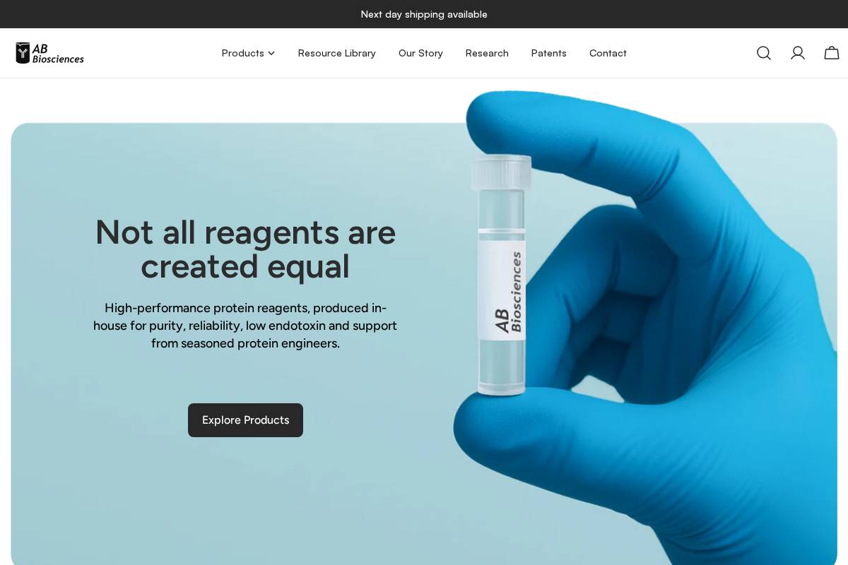 abbiosciences.com homepage screenshot