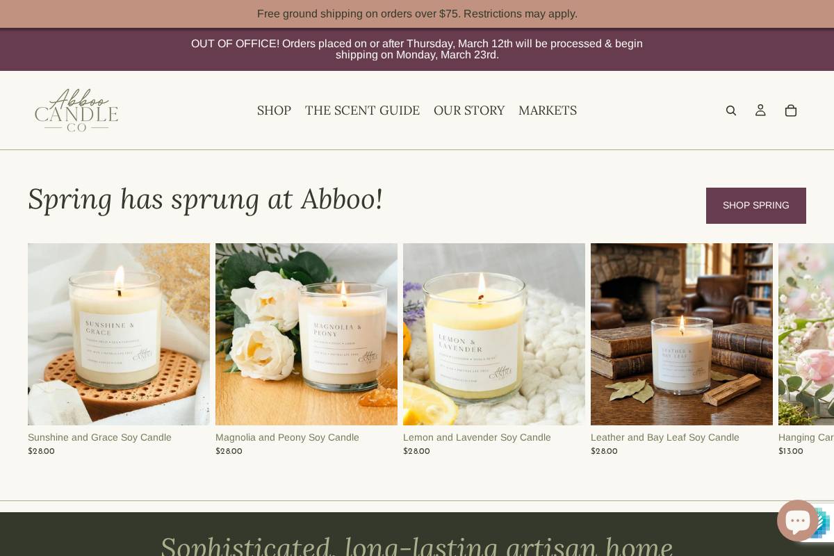 abboocandleco.com homepage screenshot