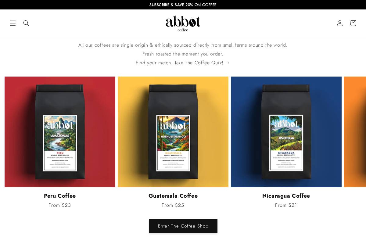 abbotcoffee.co homepage screenshot
