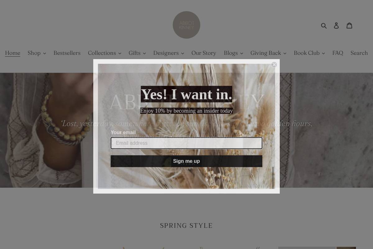 abbotkinney.co.uk homepage screenshot