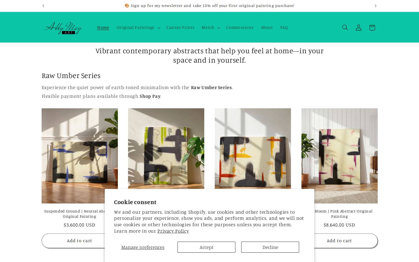 abby-mayart.com homepage screenshot