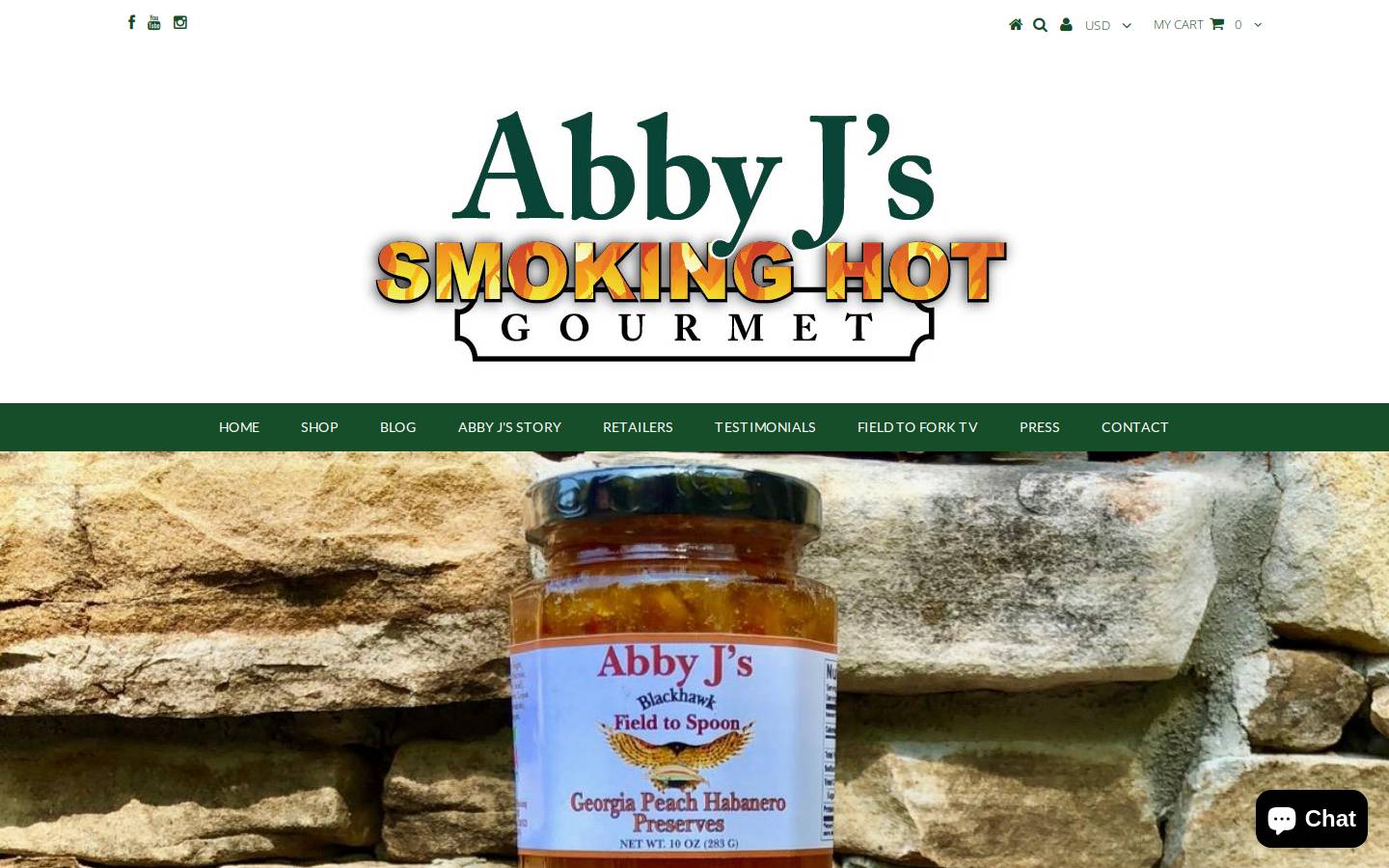 abbyjsgourmet.com homepage screenshot