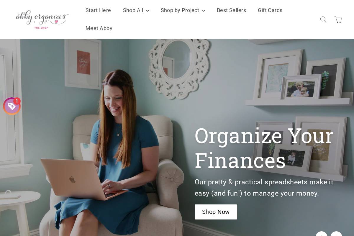 Abbyorganizes homepage screenshot