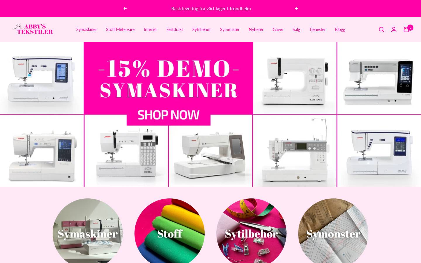 abbystekstiler.no homepage screenshot