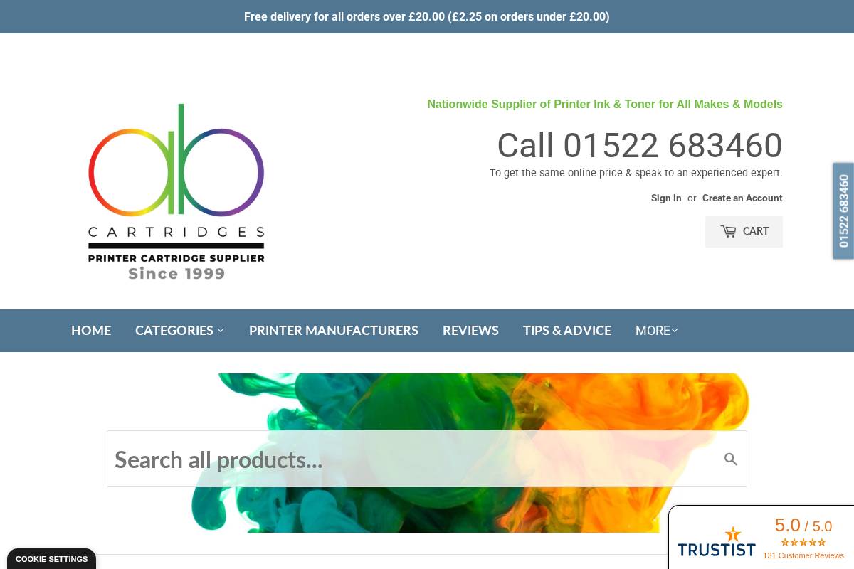 A B CARTRIDGES LIMITED homepage screenshot