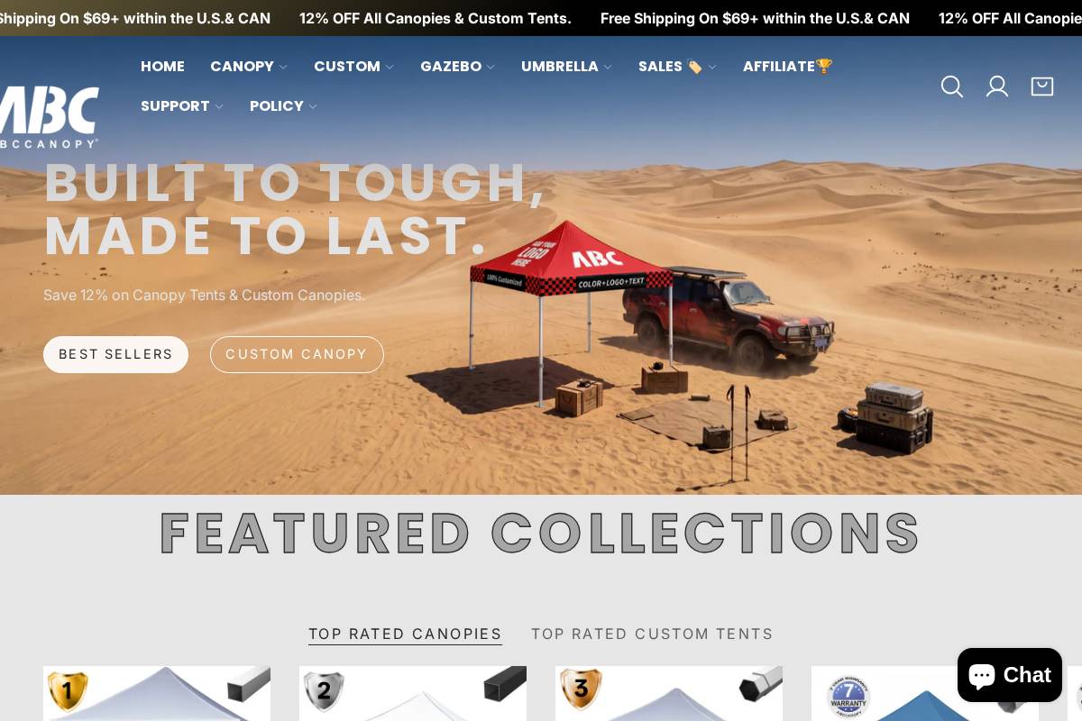 abccanopy.com homepage screenshot