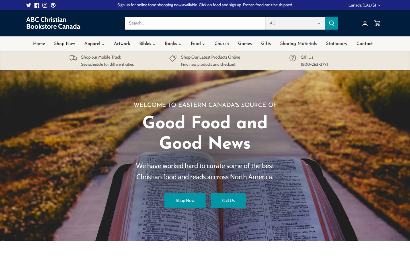 abcchristianbookstore.ca homepage screenshot