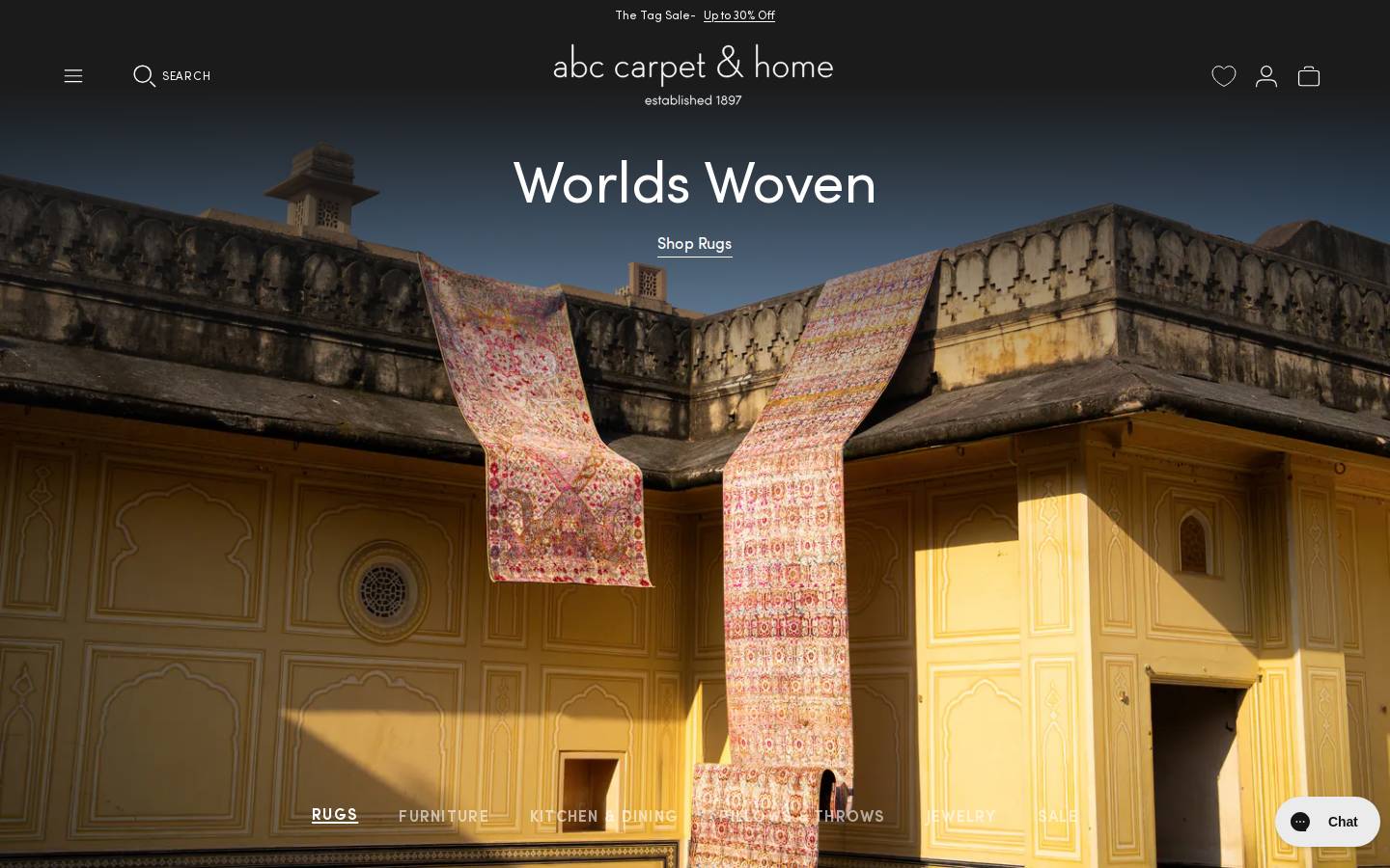 ABC Carpet & Home homepage screenshot