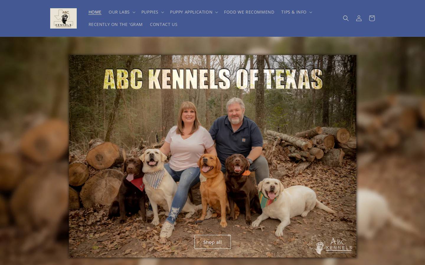 abckennelsoftexas.com homepage screenshot